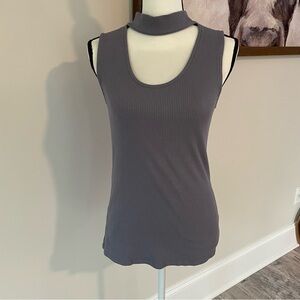 Gray Sleeveless Ribbed Top